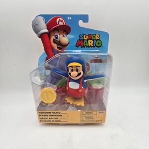 Super Mario Penguin Mario with Coin Action Figure Jakks Pacific Collectible Toy